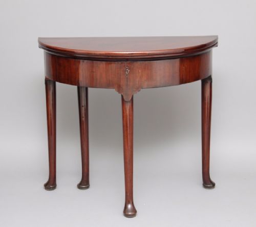 18th Century Mahogany Demi-lune Games Table