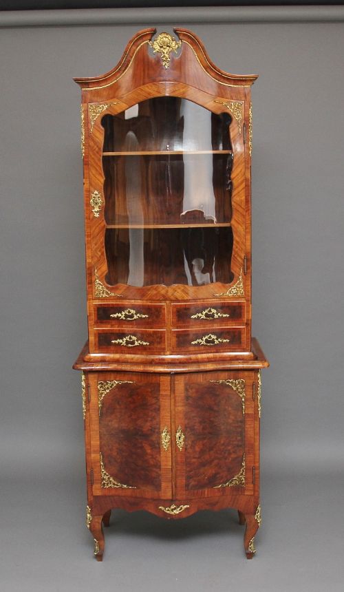 Early 20th Century Walnut and Kingwood Display Cabinet