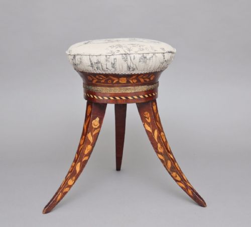 19th Century Dutch Marquetry Stool