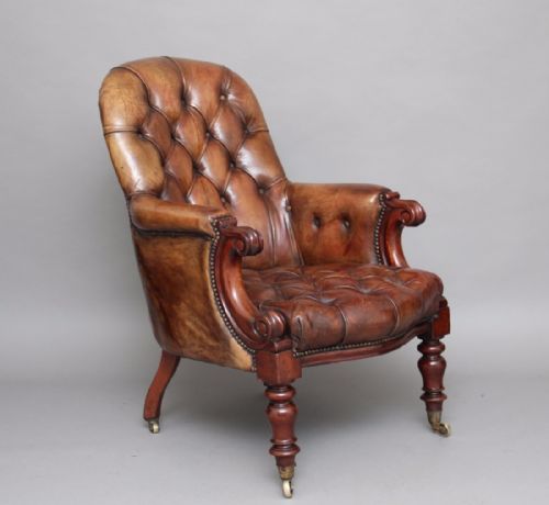 19th Century Mahogany and Leather Armchair