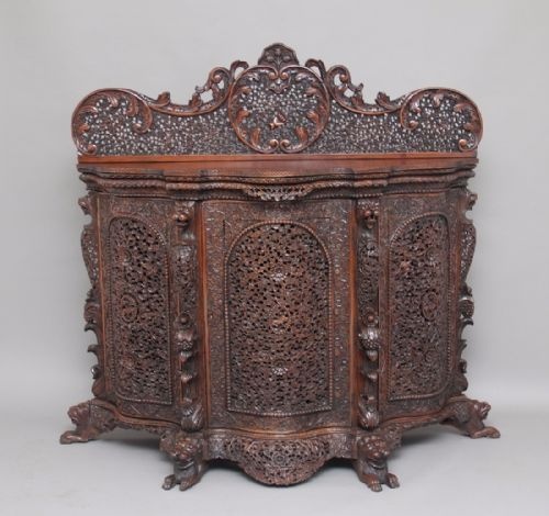 19th Century Carved and Pierced Burmese Cabinet