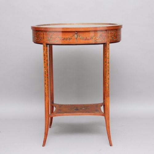 Early 20th Century Satinwood and Painted Bijouterie Table