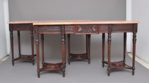 A Pair of Early 20th Century Mahogany and Marble Top Console Tables