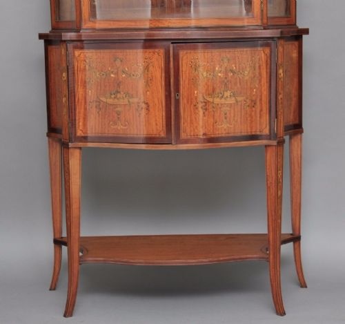 19TH CENTURY SATINWOOD INLAID DISPLAY CABINET - ADDITIONAL PHOTO 2