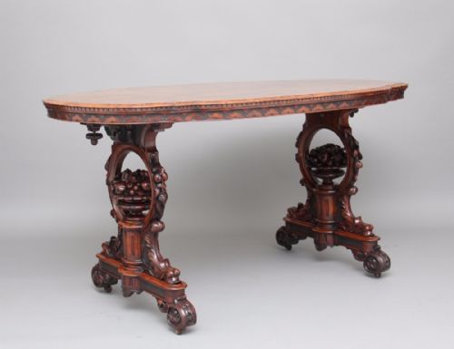 19th Century Walnut Center / Stretcher Table
