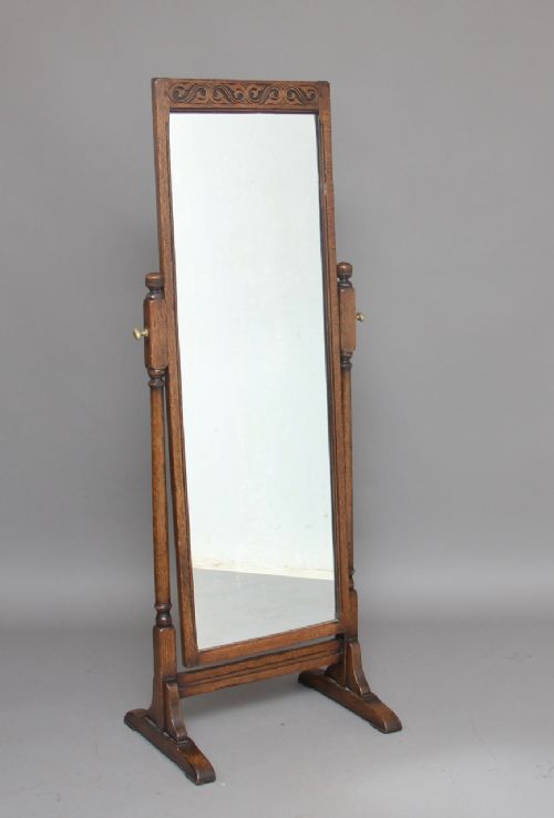 Early 20th Century Oak Cheval Mirror