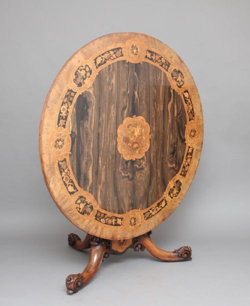 19th Century Coromandel and Walnut Center Table / Breakfast Table