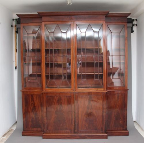 19th Century Mahogany Breakfront Bookcase