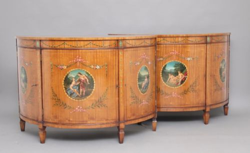 Pair of Early 20th Century Satinwood and Painted Cabinets