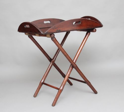 19th Century Mahogany Folding Butlers Tray on Stand