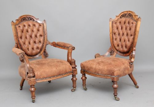 fig 1. 19th Century carved walnut framed suite