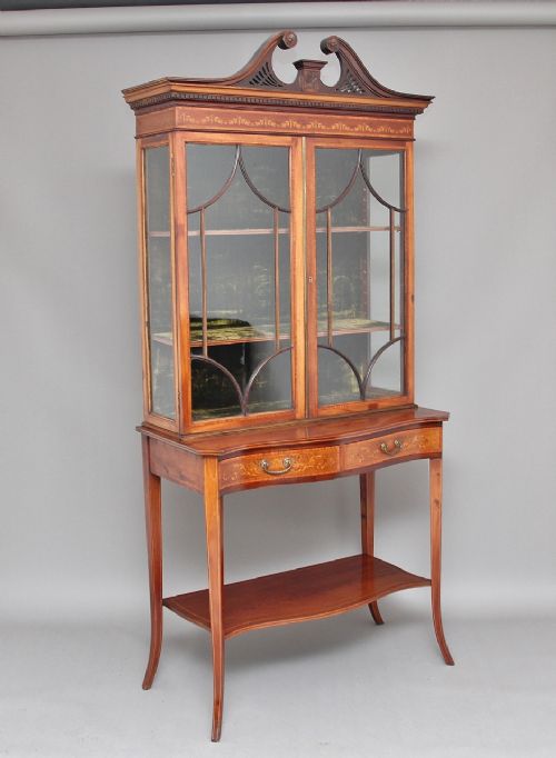 19th Century Mahogany and Inlaid Display Cabinet