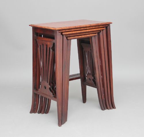 SET OF 19TH CENTURY TEAK AND BURR WALNUT NEST OF TABLES - ADDITIONAL PHOTO 2