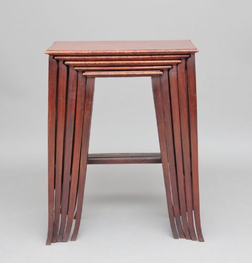 SET OF 19TH CENTURY TEAK AND BURR WALNUT NEST OF TABLES - ADDITIONAL PHOTO 3