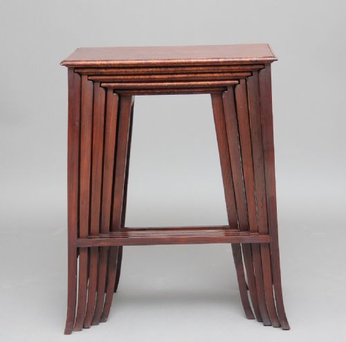 SET OF 19TH CENTURY TEAK AND BURR WALNUT NEST OF TABLES - ADDITIONAL PHOTO 4
