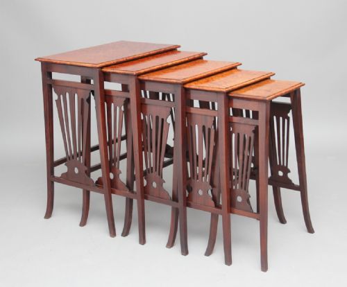 SET OF 19TH CENTURY TEAK AND BURR WALNUT NEST OF TABLES - ADDITIONAL PHOTO 10