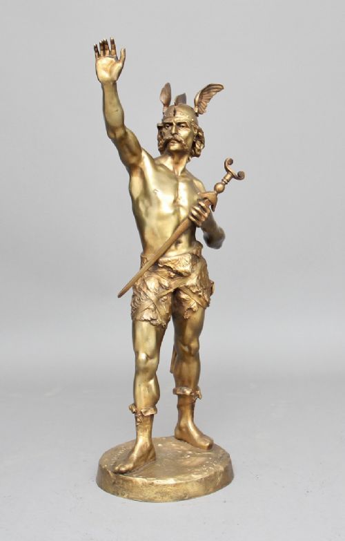 19th Century Gilt Bronze Figure of a Viking Warrior