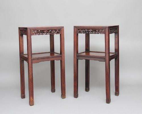 Pair of 19th Century Chinese Rosewood Side Tables