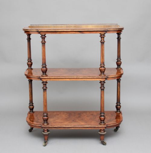 19th Century Burr Walnut Three Tier Whatnot