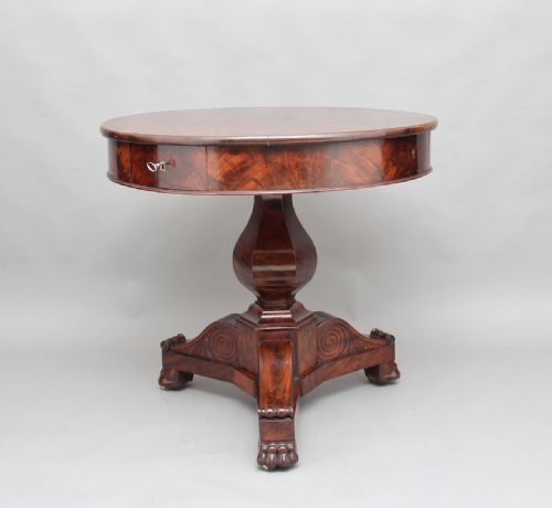 19th Century French Mahogany Drum Table