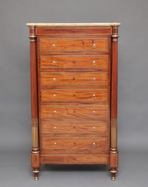 19th Century French Mahogany Semanier Chest