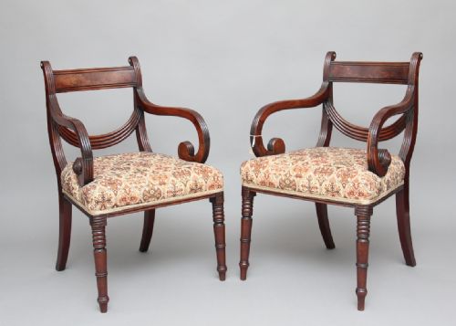 Pair 19th Century Mahogany Armchairs