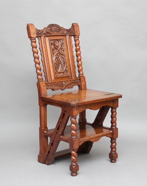 19th Century Oak Metamorphic Library Step Chair