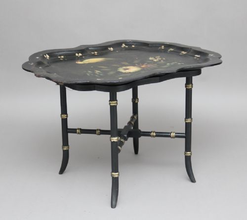19th Century Papier-mache Tray on Later Stand