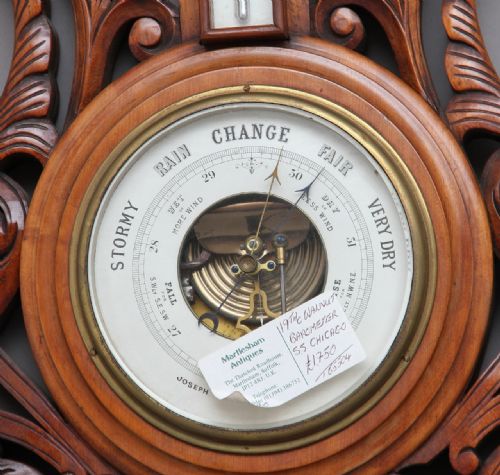 19TH CENTURY AMERICAN CARVED WALNUT BAROMETER - ADDITIONAL PHOTO 3