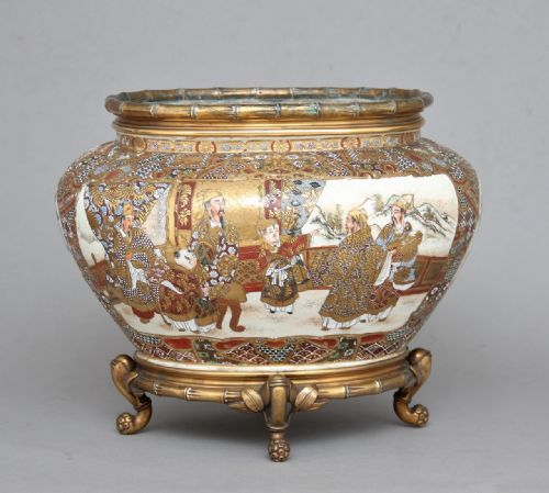 19th Century Japanese Satsuma and Ormolu Mounted Bowl