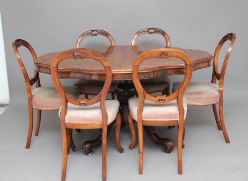 fig 1. 19th Century Victorian walnut table and six dining chairs