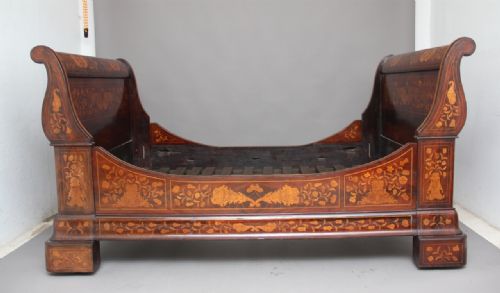19th Century Dutch Mahogany and Marquetry Bed