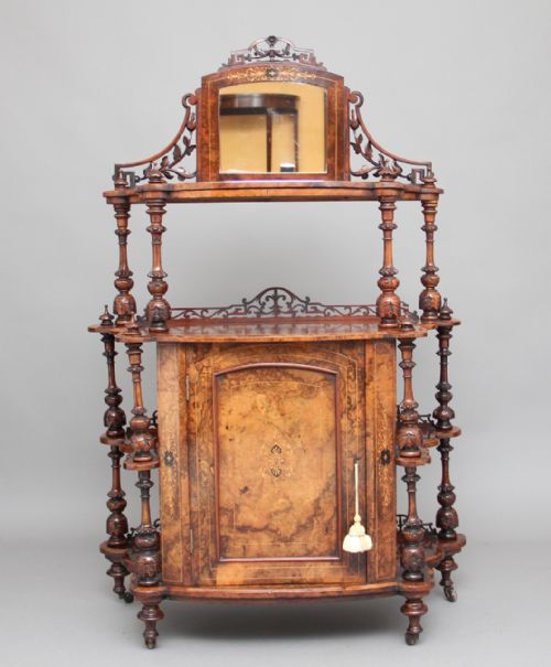 19th Century Burr Walnut Whatnot Cabinet