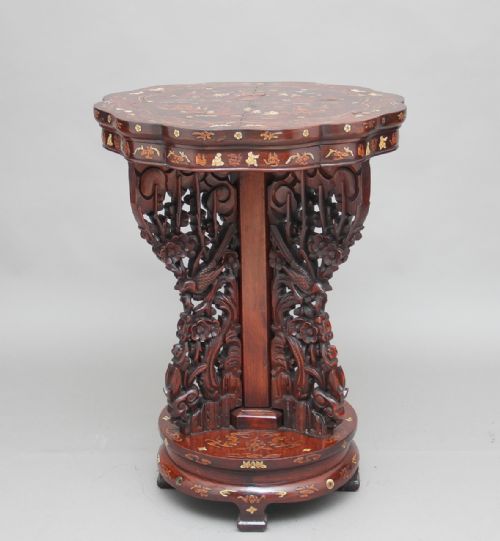 Early 19th Century Chinese Carved and Inlaid Occasional Table