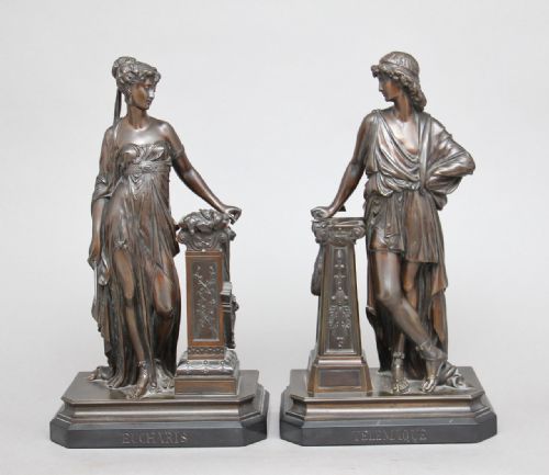 A Pair of Bronze 19th Century Classical Figures