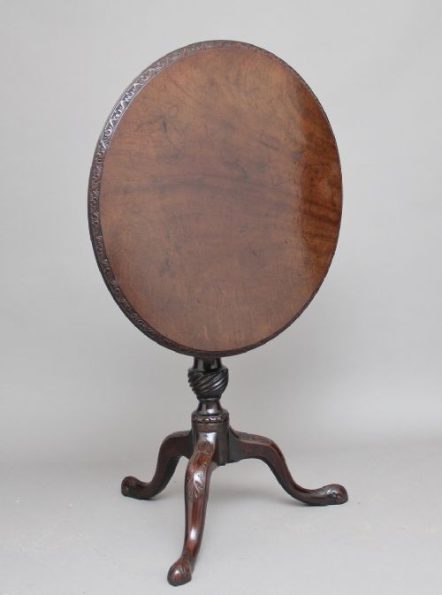 18th Century Carved Mahogany Tripod Table