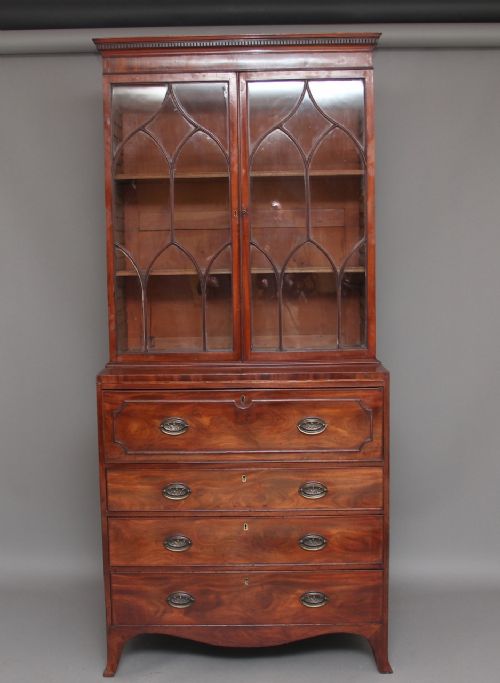 Early 19th Century Mahogany Secretaire Bookcase