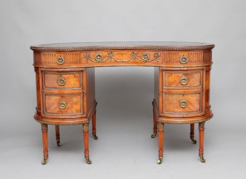 Early 20th Century Satinwood Kidney Desk