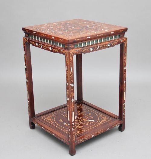 19th Century Chinese Two Tier Inlaid Occasional Table