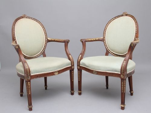 A Pair of Early 20th Century Mahogany Open Armchairs