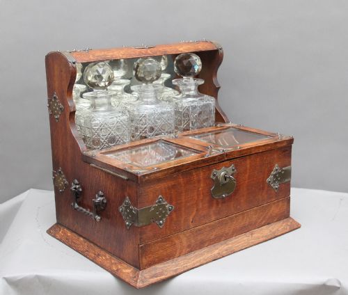19th Century Oak and Silver Plated Tantalus