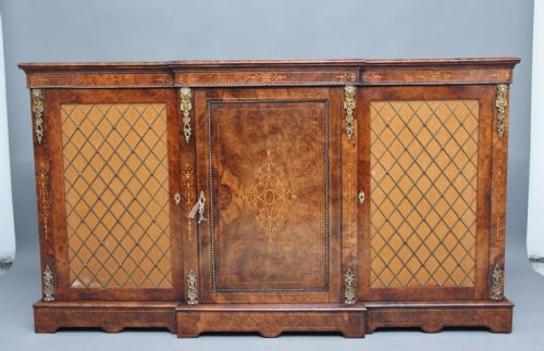 19th Century Burr Walnut Breakfront Cabinet