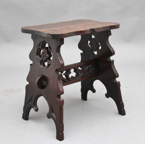 19th Century Gothic Revival Oak Stool