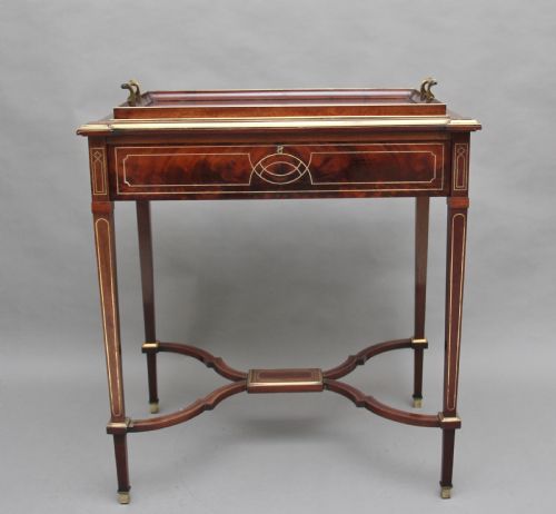 19th Century Mahogany and Brass Inlaid Tray Table