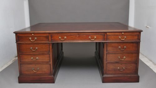 fig 1. Large early 20th Century mahogany partners desk