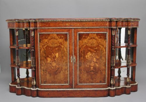 19th Century Walnut and Marquetry Credenza