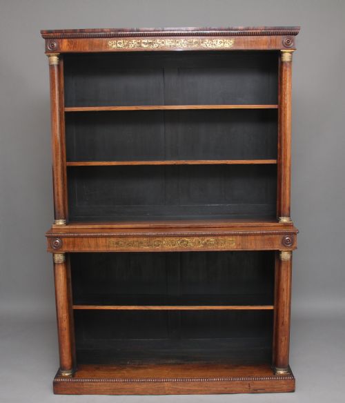 Early 19th Century Rosewood and Brass Inlaid Bookcase