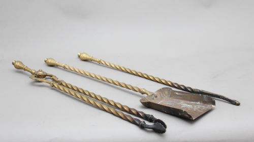 Set of 19th Century Brass Fire Irons