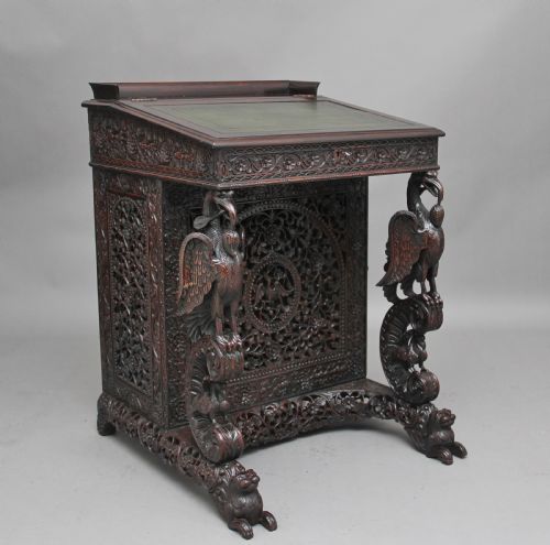 19th Century Anglo-indian Carved Davenport
