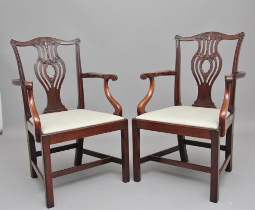 Pair of Early 20th Chippendale Style Armchairs